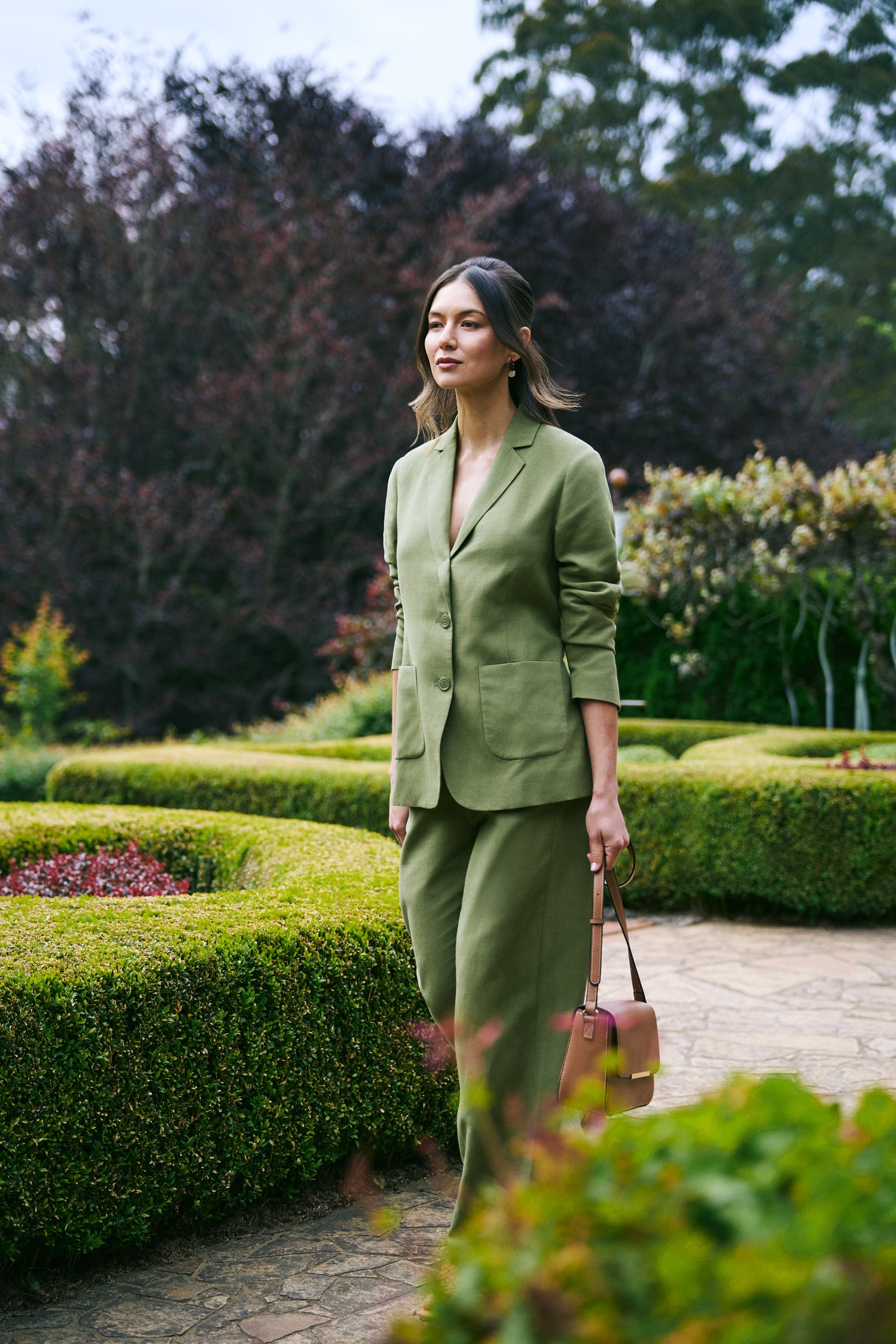 Linen Lyocell Blazer - Sage Green