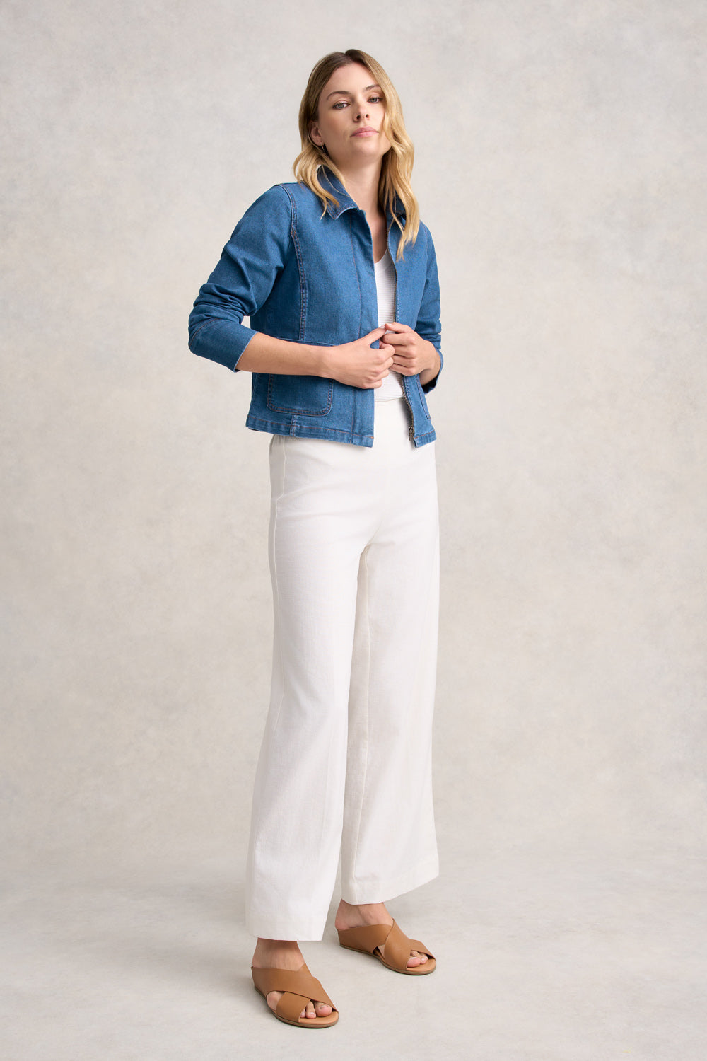 Cropped Denim Jacket - Dark Denim