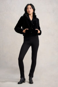 Faux Fur Cropped Jacket - Black