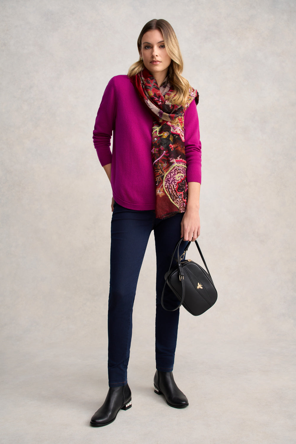 Merino V-Neck Jumper - Jewel