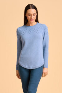 Hand Embroidered Wool Jumper - Periwinkle
