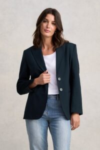 Single Breasted Ponte Blazer - Ink
